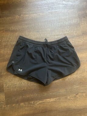 Women’s Under Armour Sz L Black Athletic Running Shorts Lined Worn Twice